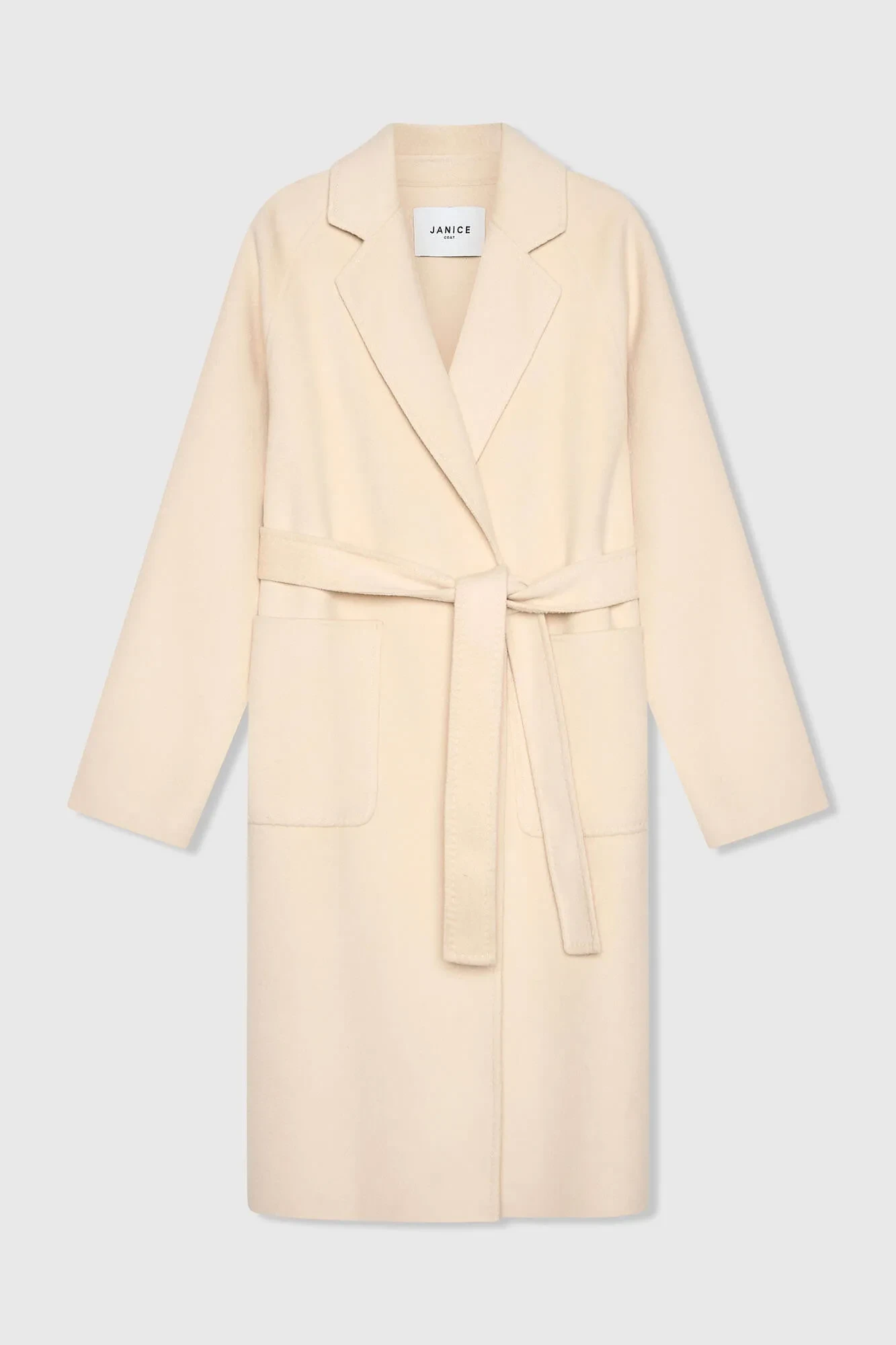 Cashmere Dames Jas Lang Double Face Jules Beige