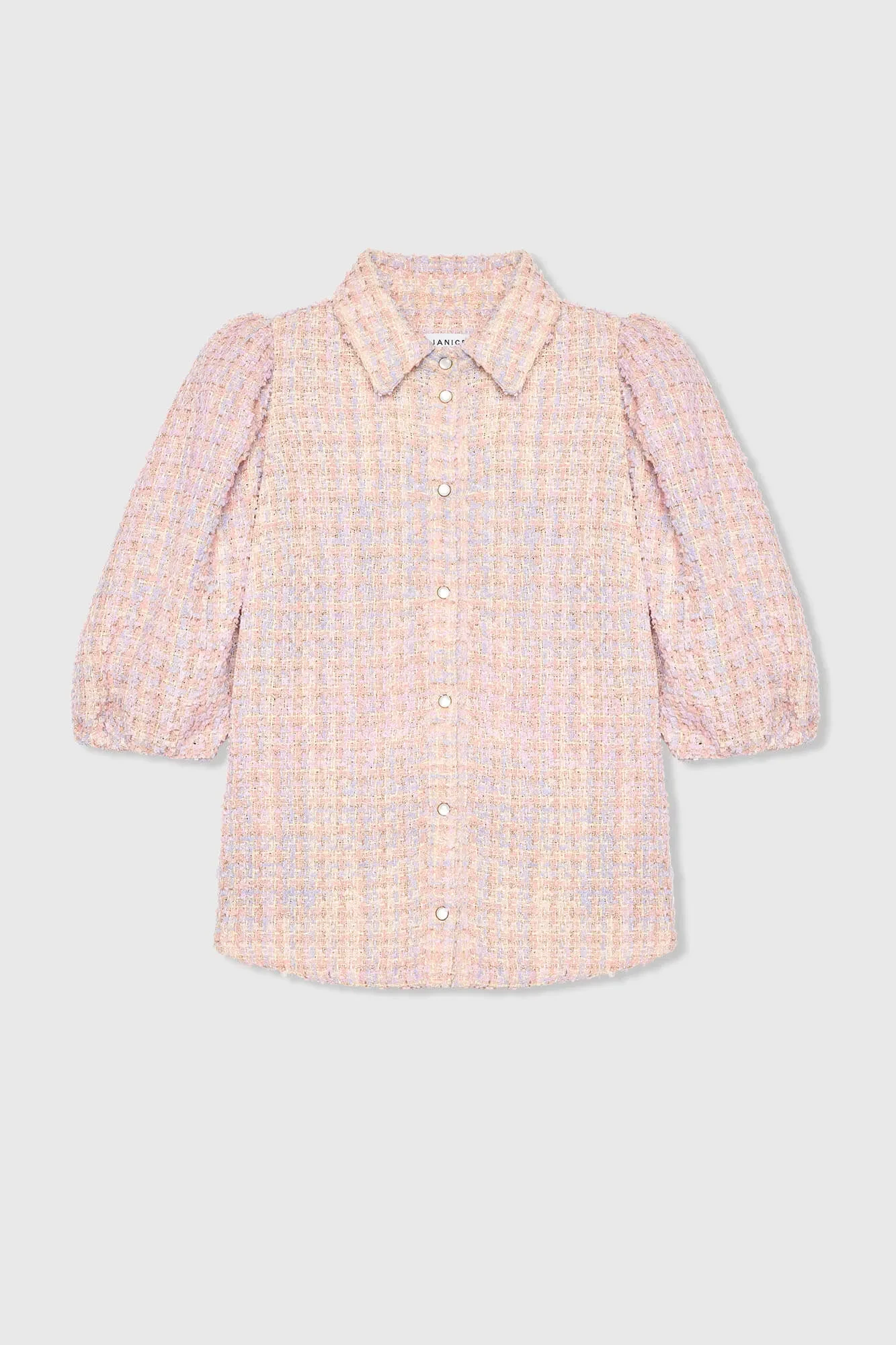 Blouse Dames Pof Mouw Tweed Lars Lila
