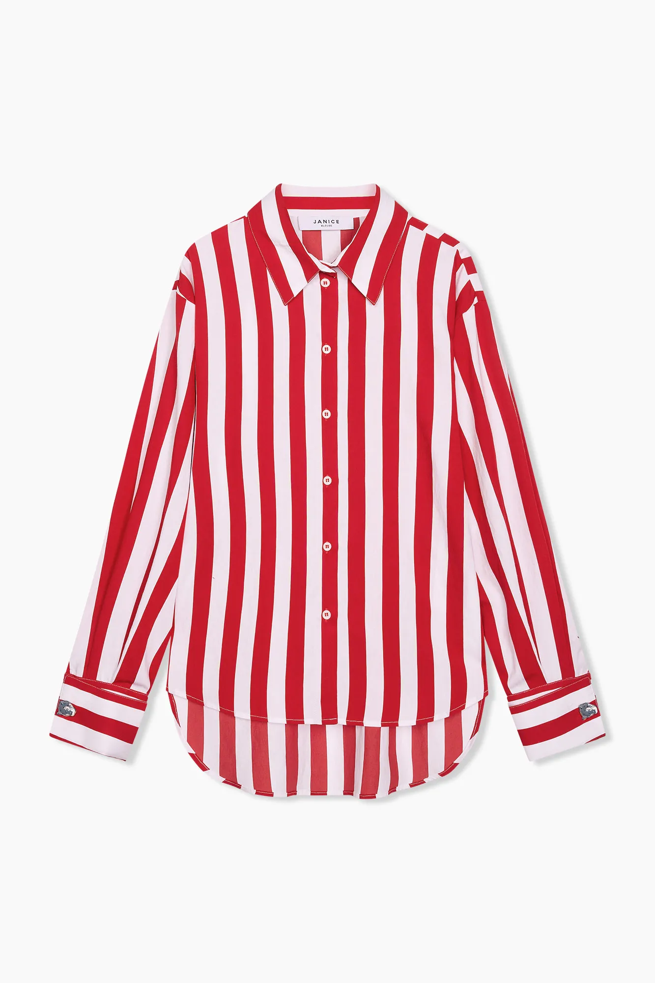 Blouse Dames Katoen Gestreept Ilan Rood