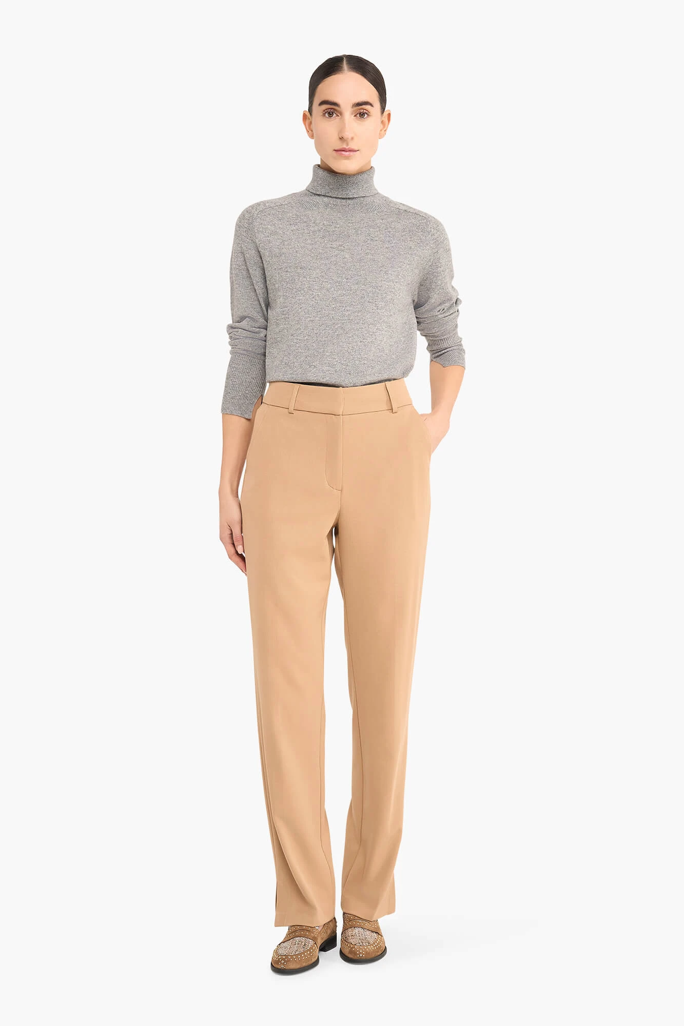 Broek Dames Splitje Marc Beige