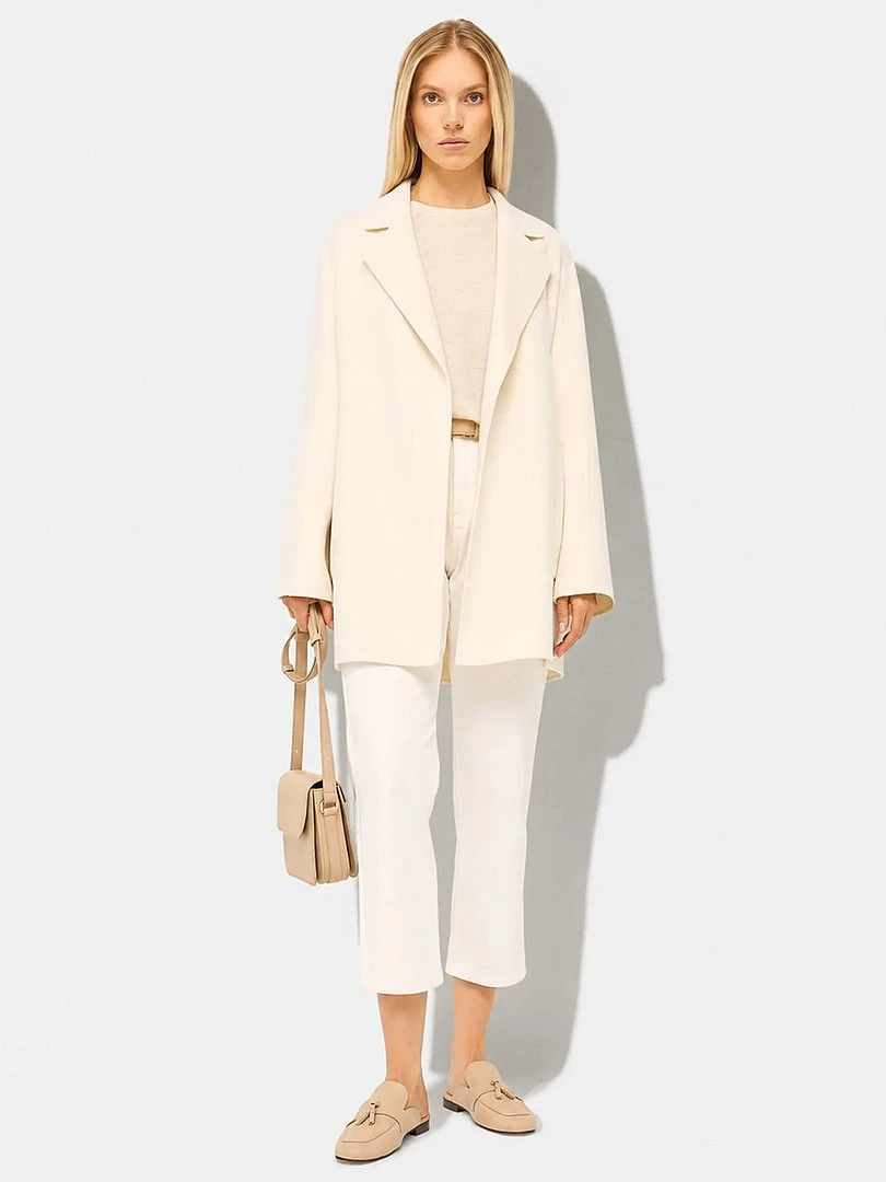 Cashmere Dames Jas Double Face Calvin Off White