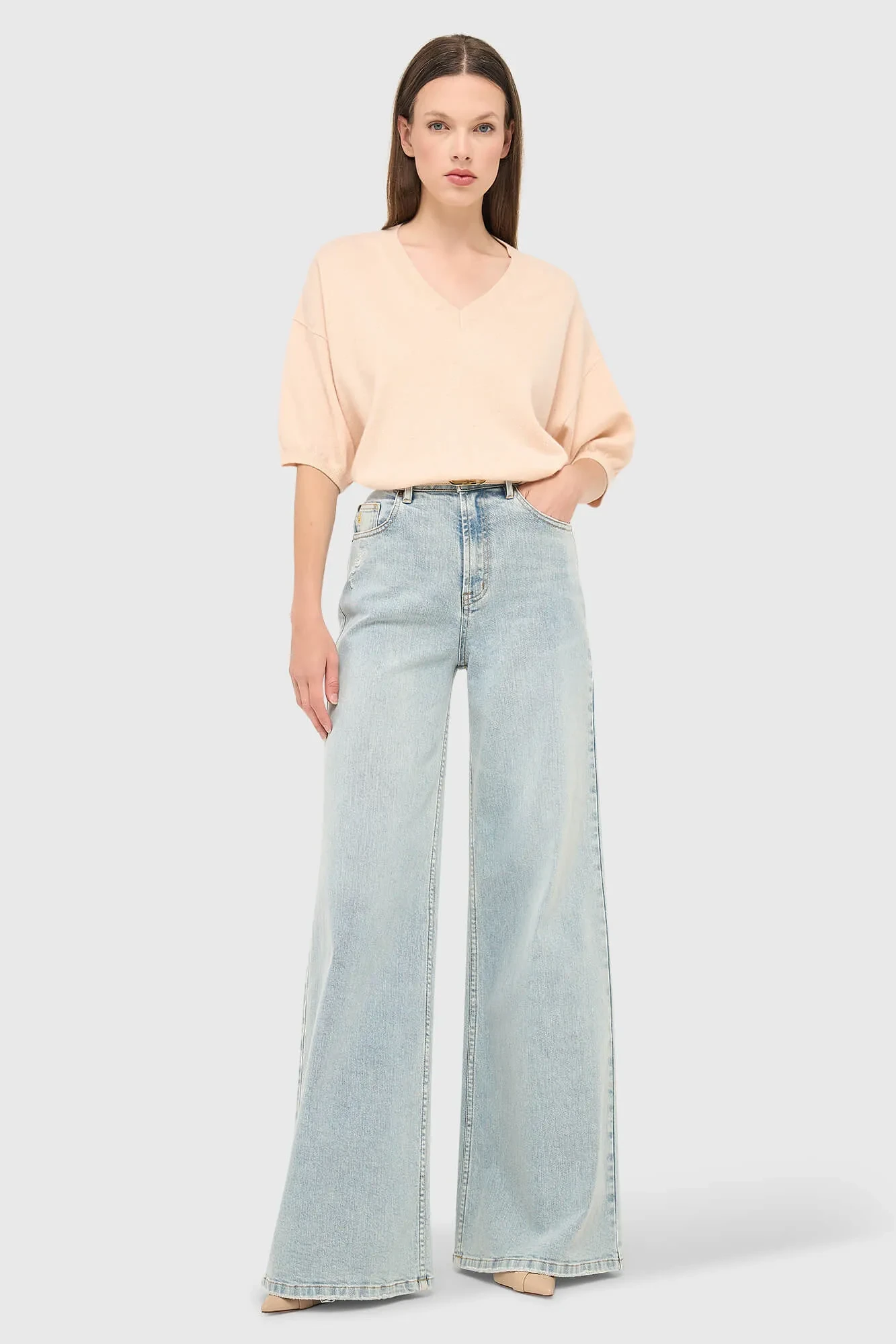 Jeans Dames Wide Leg High Rise Stretch Mason Blauw 565