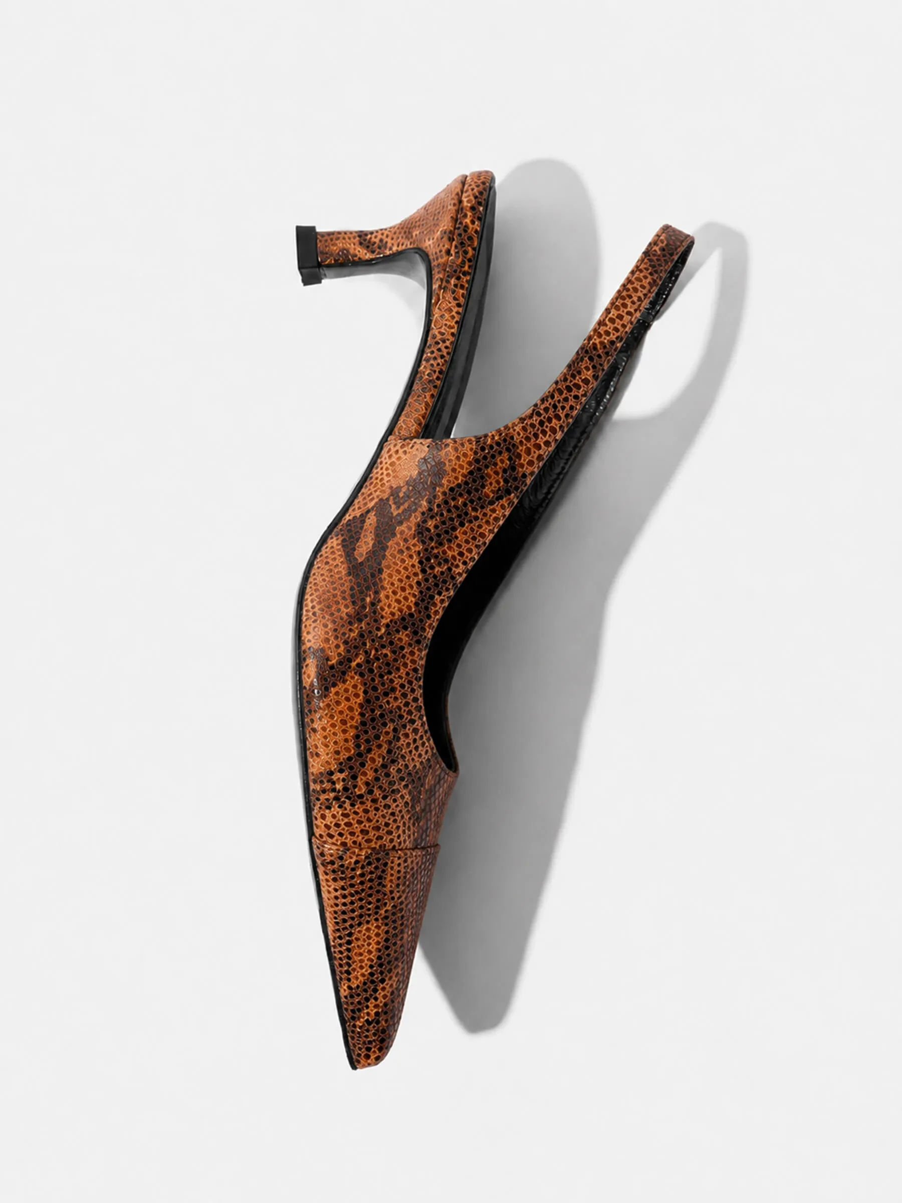 Leren Slingback Pumps Daylon Slangenprint Bruin