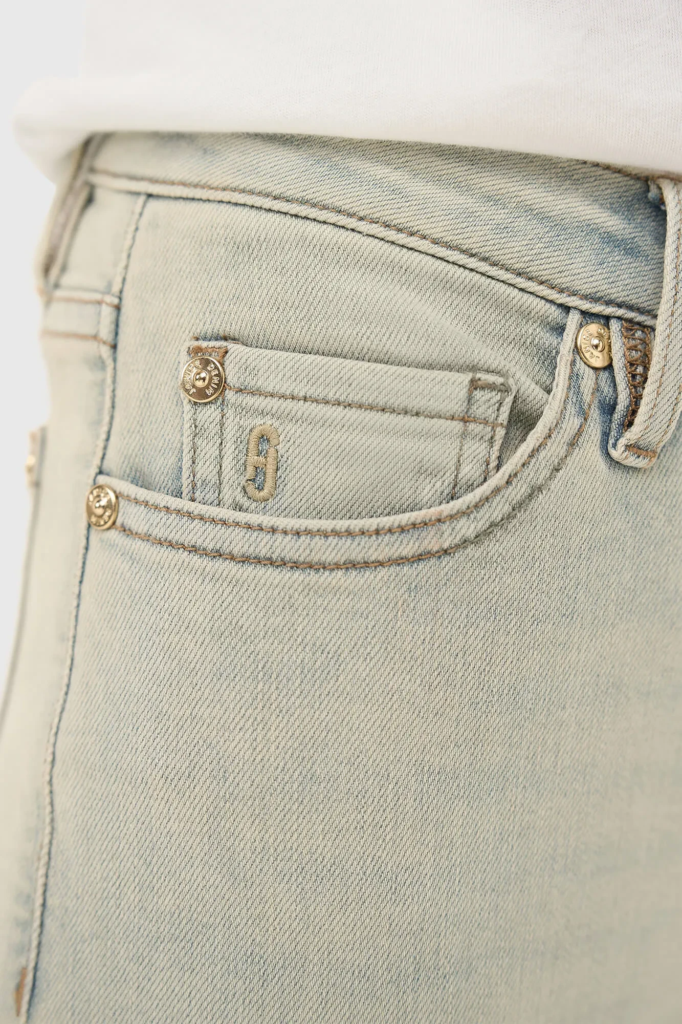 Mom Jeans Dames Stretch Mid Rise Cooper Blauw 004