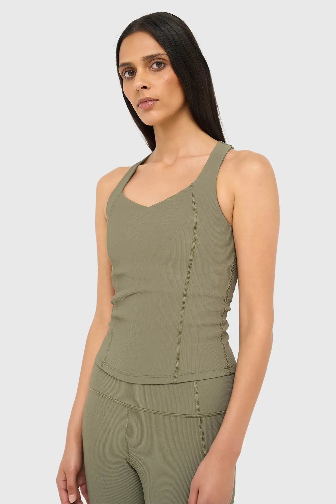 Top Dames Sport Bh Yoga Ryle Groen Rib
