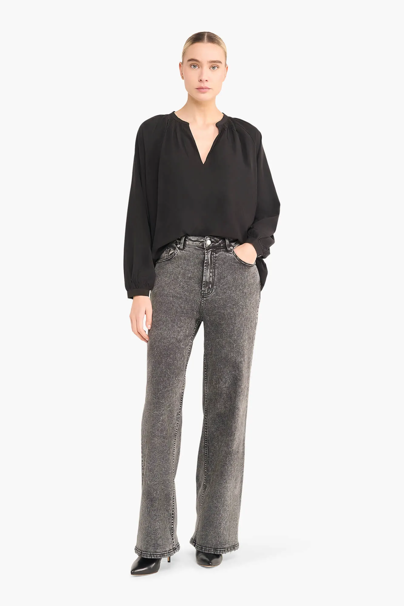 Zijden Dames Blouse Landon Zwart