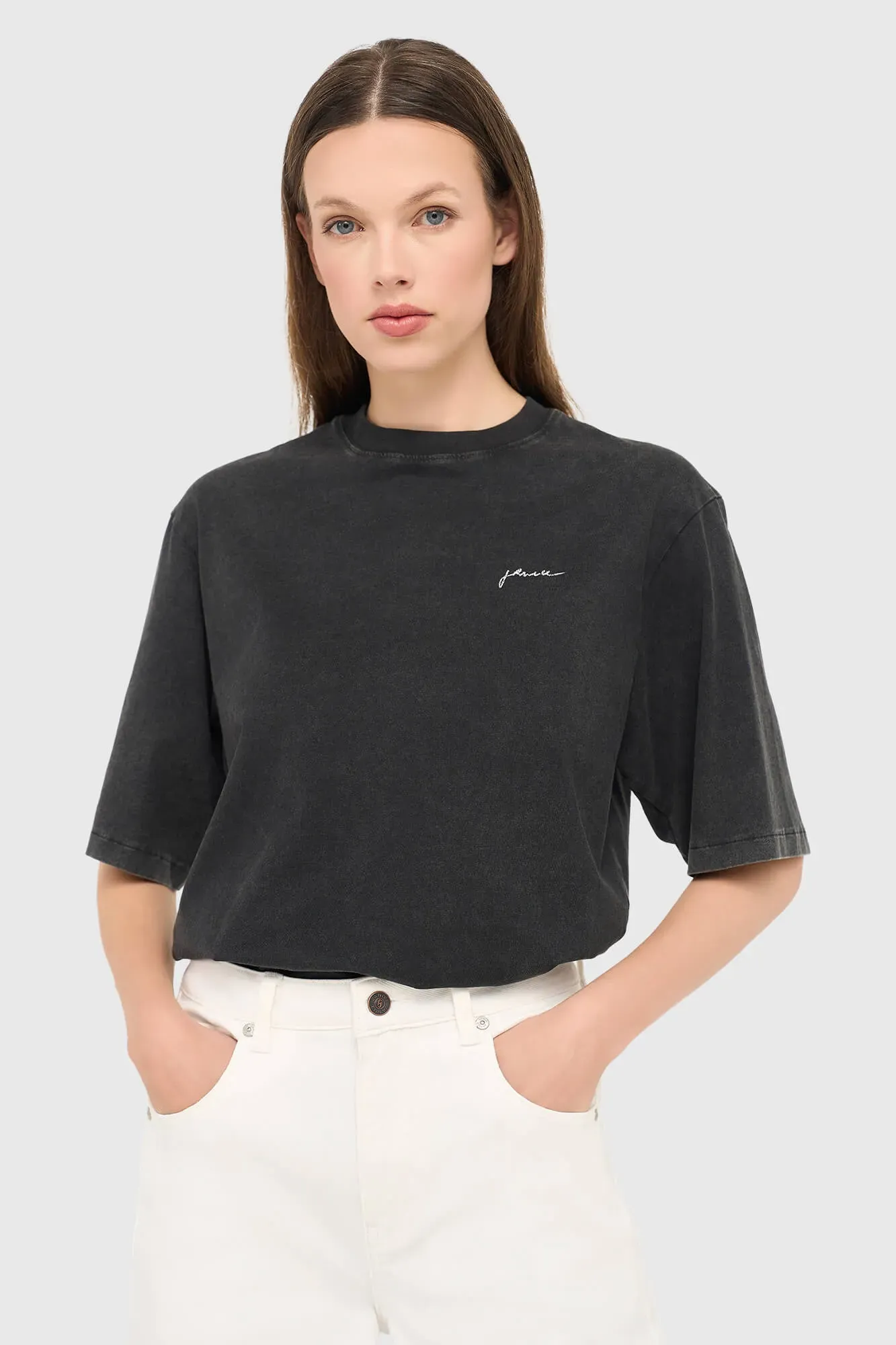 Zwart Dames Shirt Katoen Print Slang Adam